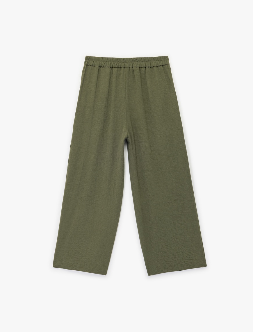   Aerobin Kumaş Pileli Cepli Culotte Fit Kısa Bol Kısa Paça Pantolon
