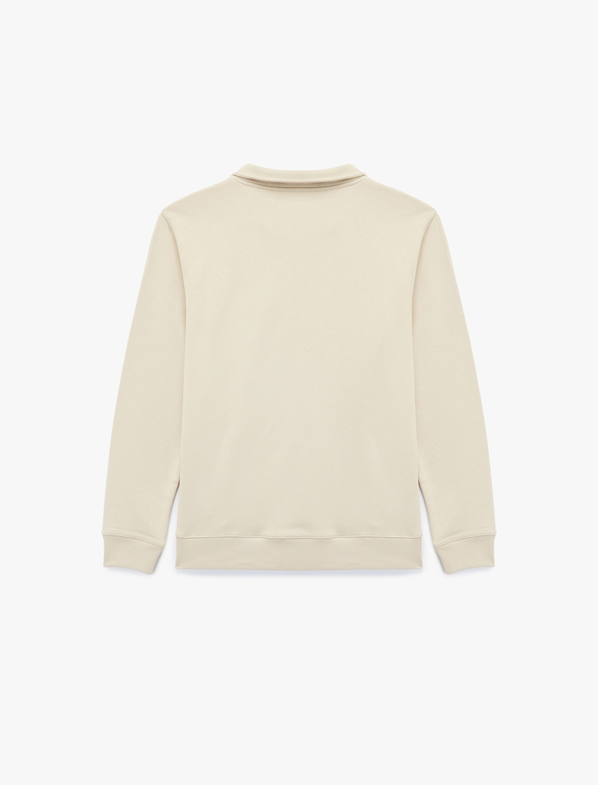   Uzun Kollu Şardonlu Basic Yarım Fermuarlı Sweatshirt