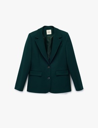 Cepli Düğmeli Kruvaze Uzun Kollu Gabardin Kumaş Blazer Ceket