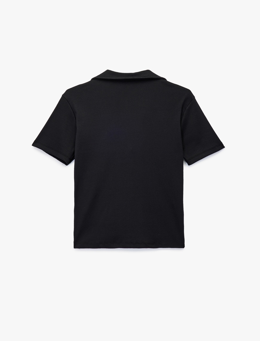   Pamuklu Fiyonk Nakış Detaylı Slim Fit Kısa Kollu Polo Yaka Tişört