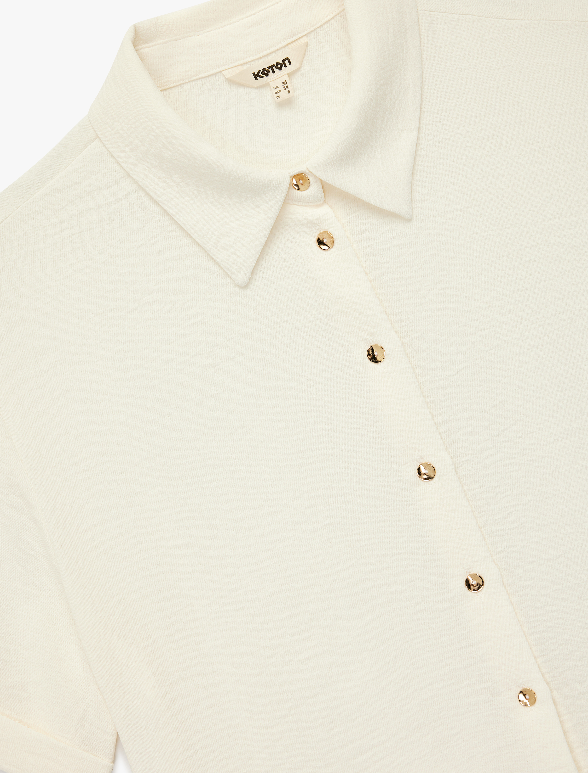   Aerobin Kumaş Regular Fit Kısa Kollu Crop Gömlek