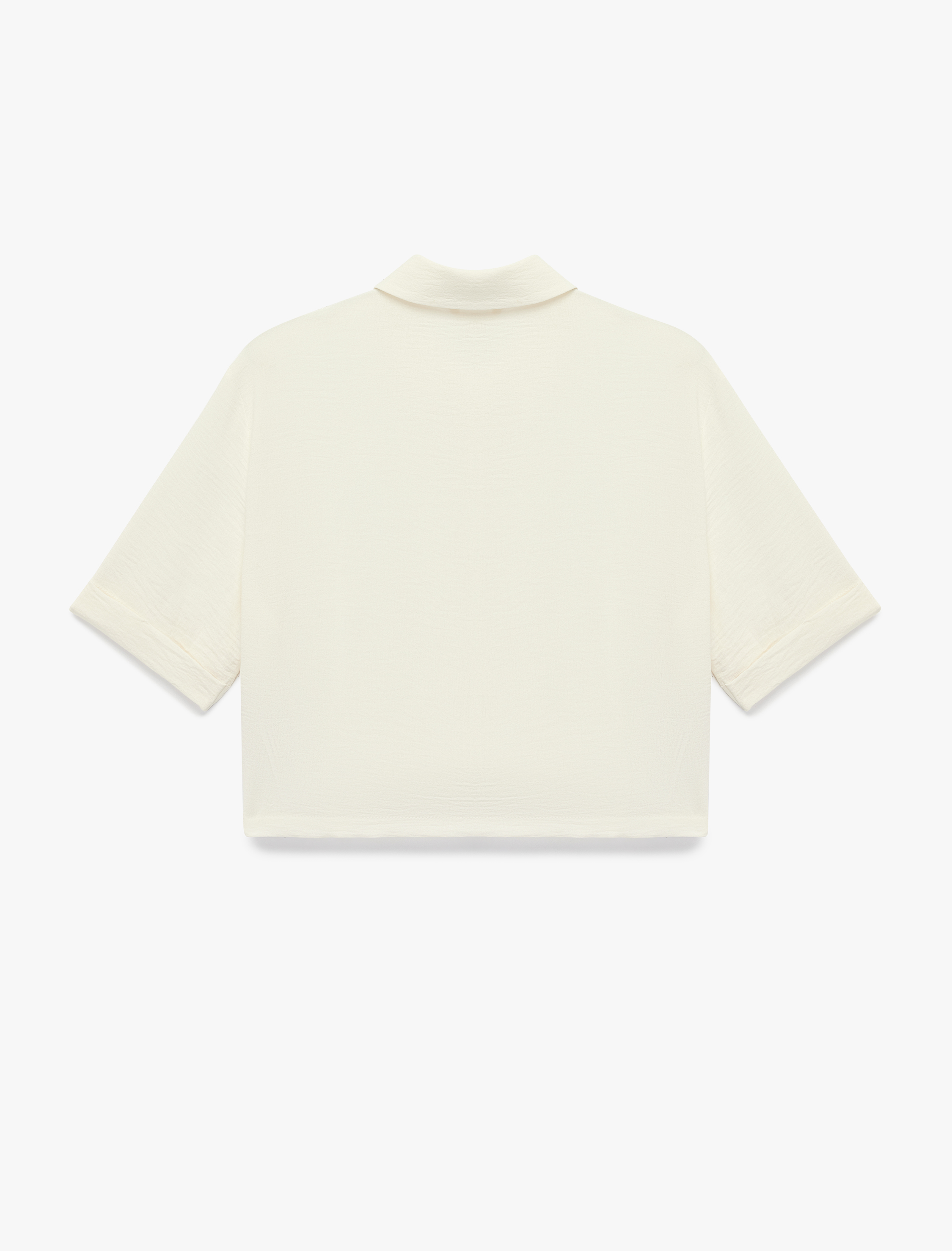   Aerobin Kumaş Regular Fit Kısa Kollu Crop Gömlek