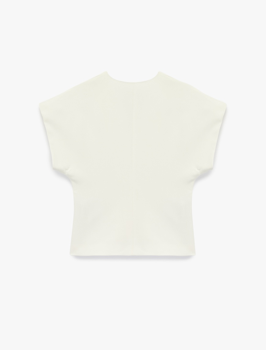   Asimetrik Kolsuz V Yaka Kruvaze Oversize Yelek