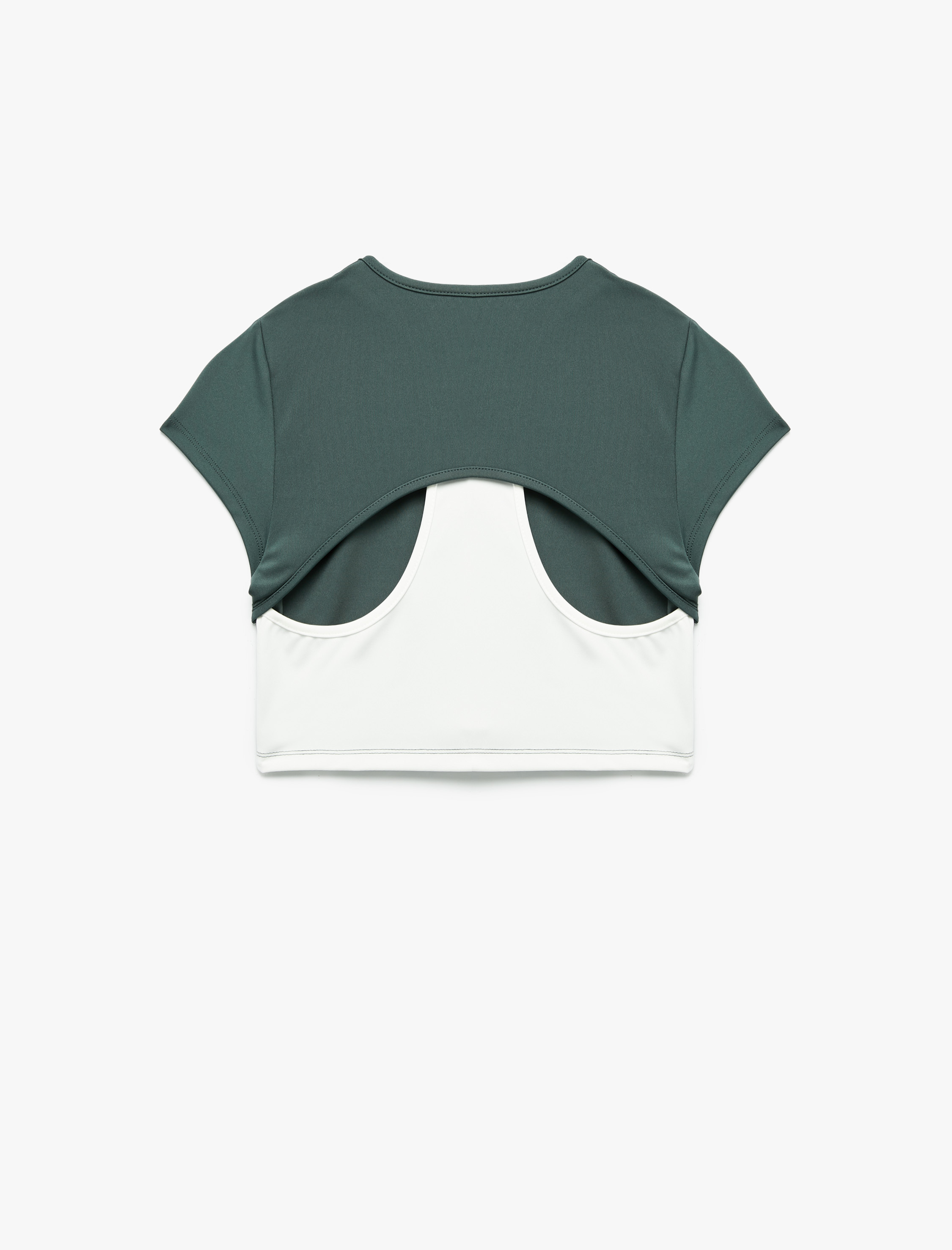   Kısa Kollu Bisiklet Yaka Crop Basic Spor Tişört