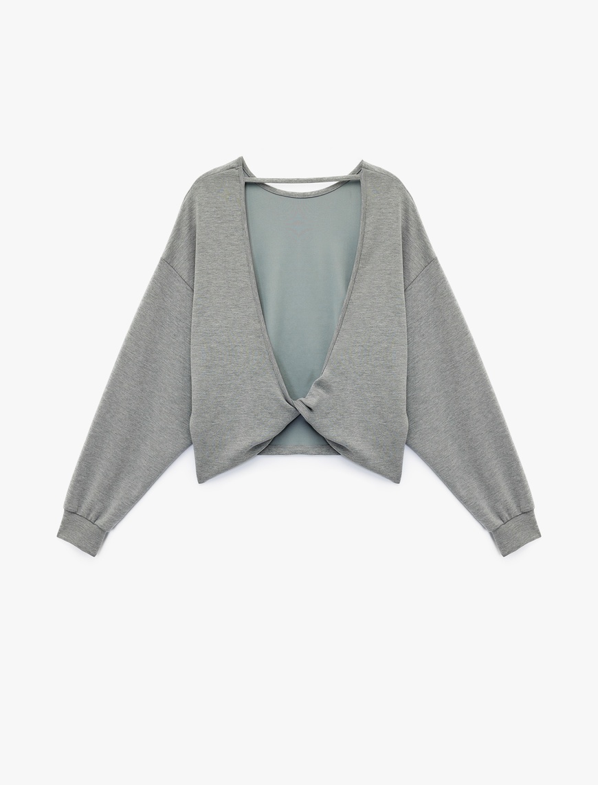   Modal Kumaş Kayık Yaka Uzun Kollu Arkası Pencere Detaylı Sweatshirt
