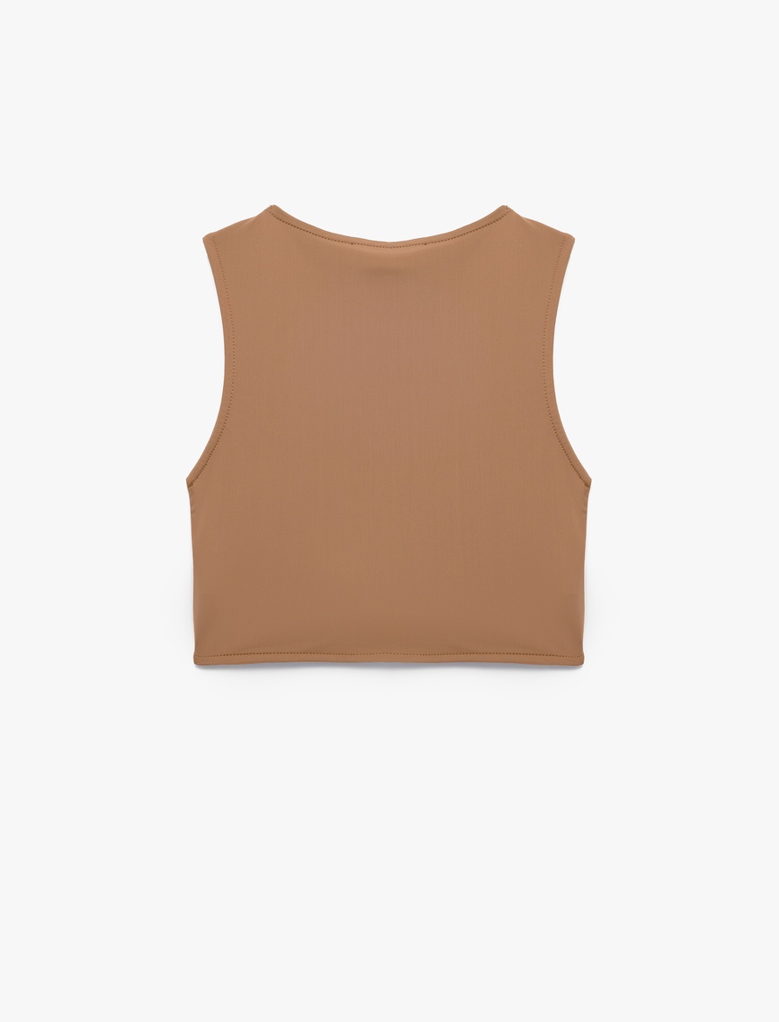   Skinny Bisiklet Yaka Kolsuz Crop Top
