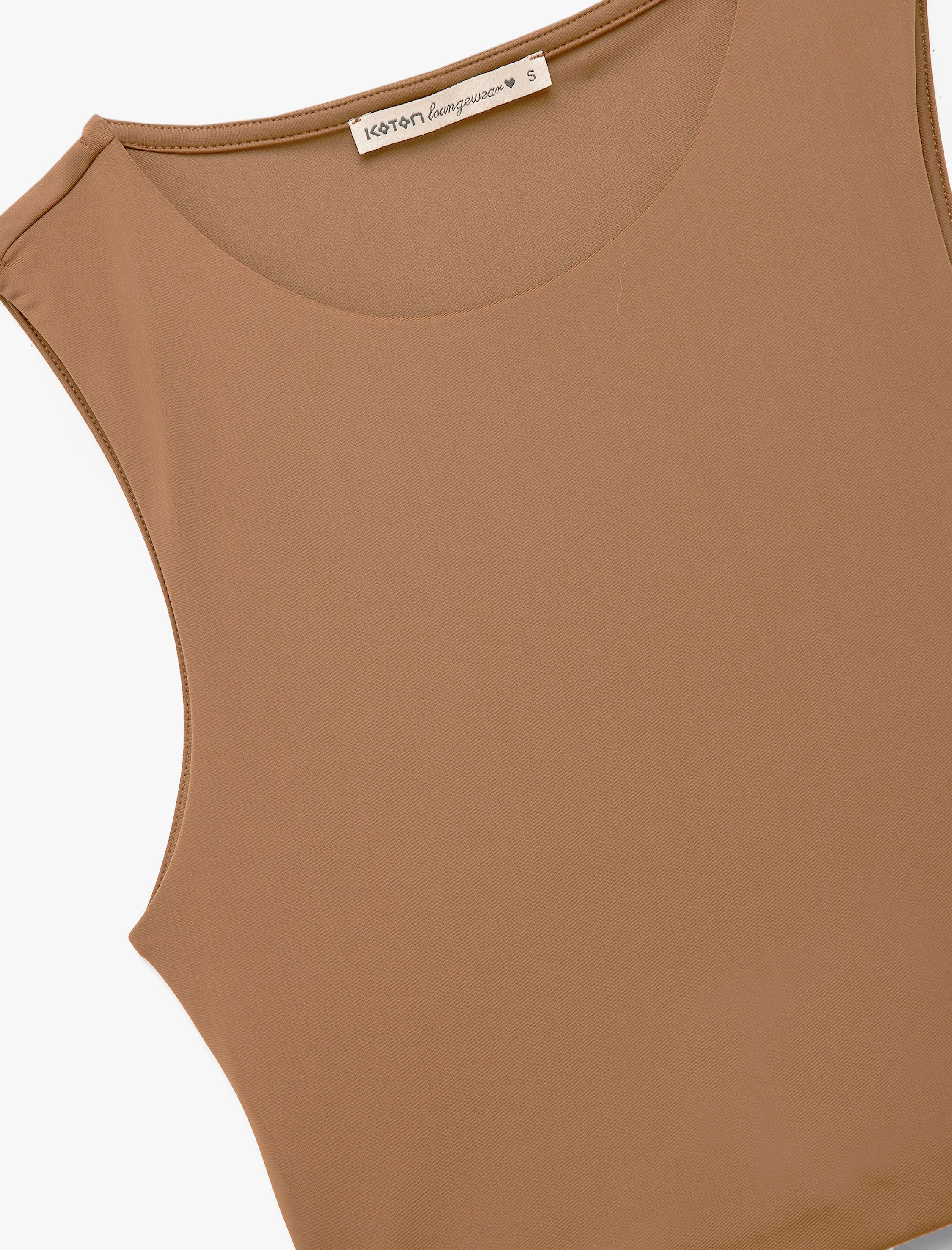   Skinny Bisiklet Yaka Kolsuz Crop Top