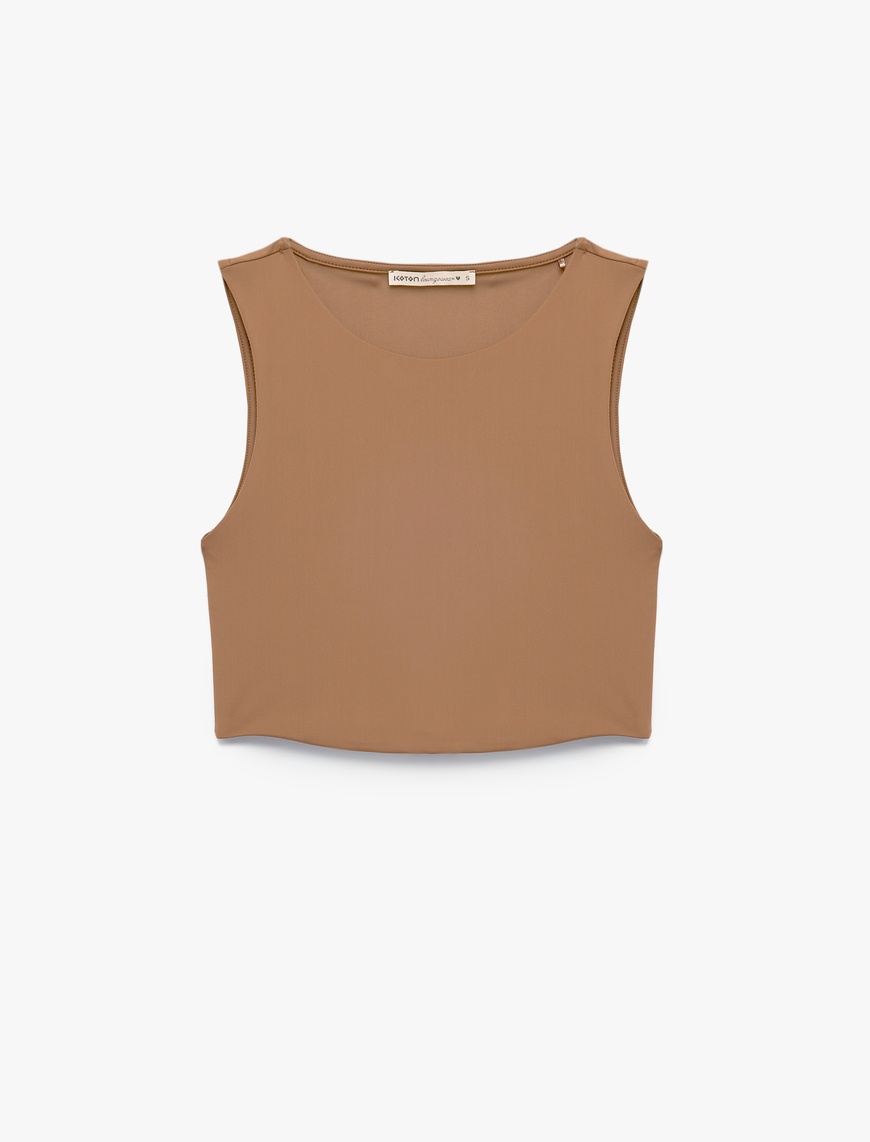   Skinny Bisiklet Yaka Kolsuz Crop Top