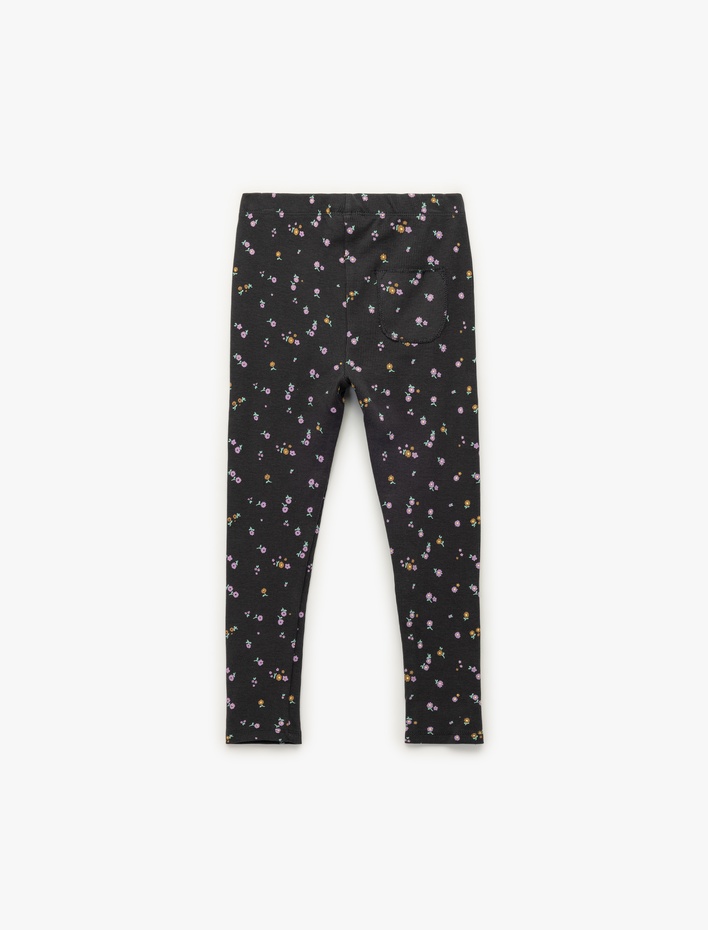 Kız Bebek Kaşkorse Çiçek Desenli Pamuklu Tayt