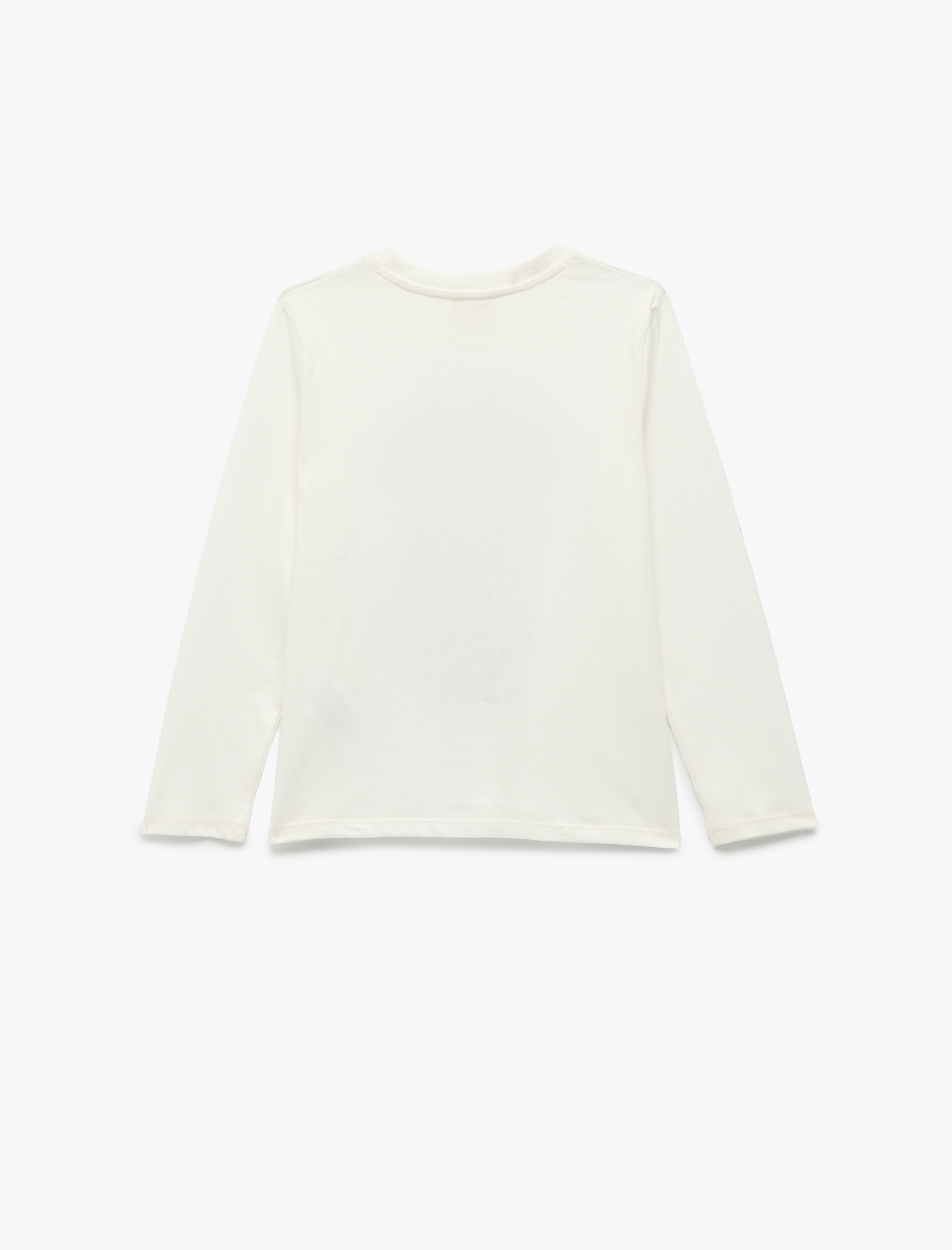  Kız Çocuk Pamuklu Uzun Kollu Bisiklet Yaka Baskılı Tişört