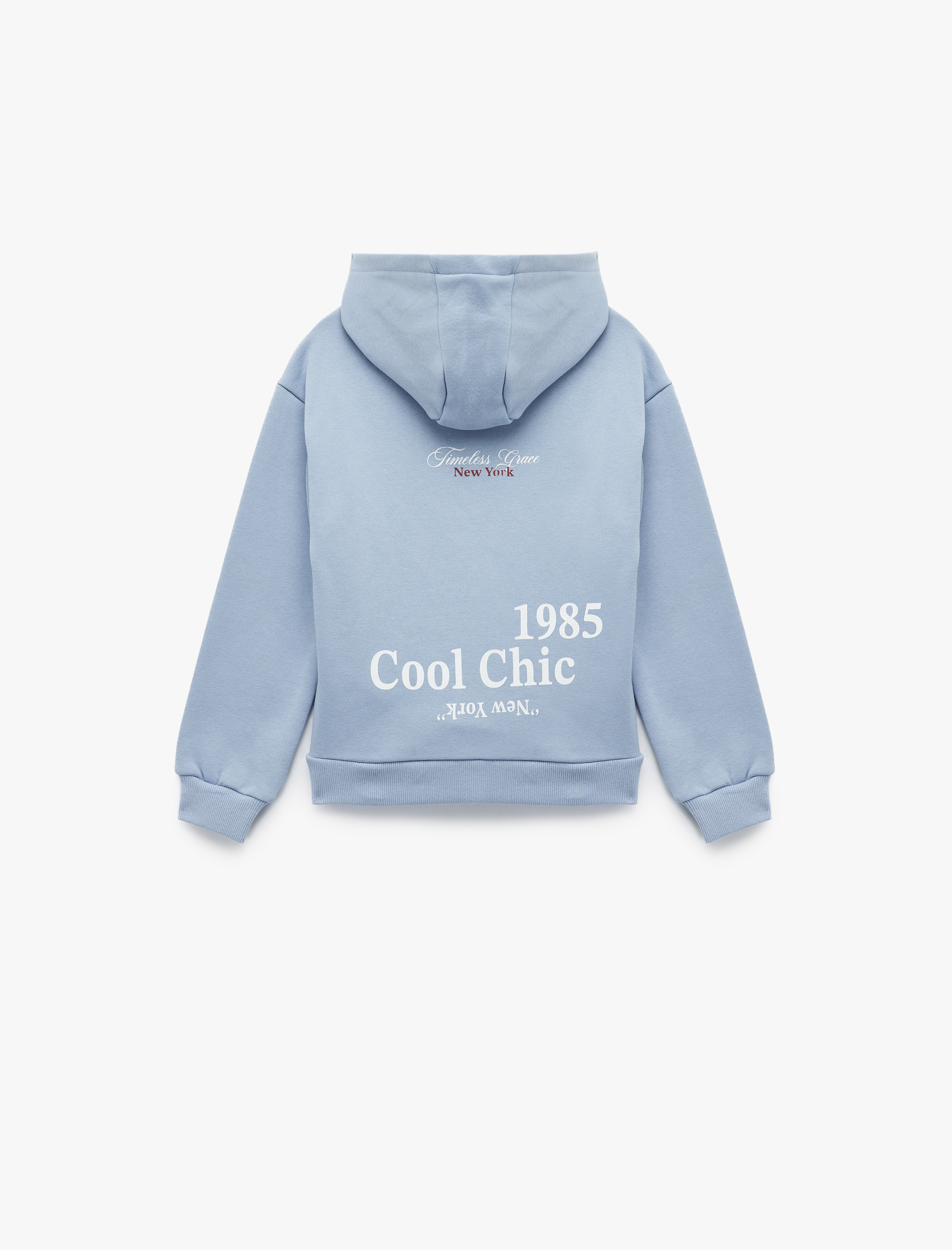  Kız Çocuk Üç İplik Şardonlu Uzun Kollu Baskılı Kapşonlu Sweatshirt