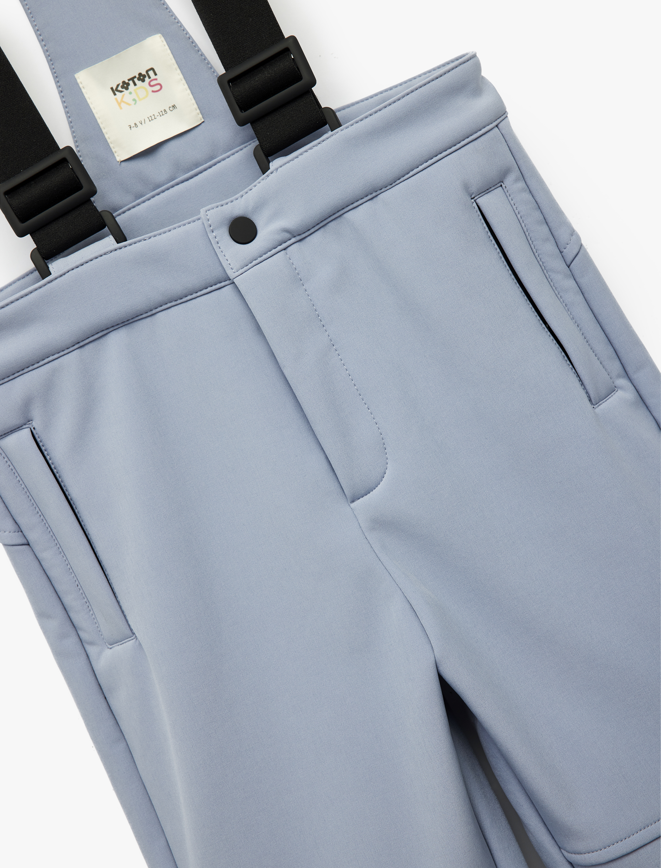  Kız Çocuk Yüksek Bel Bol Paça Fermuarlı Cepli Su İtici Askılı Kayak Pantolonu