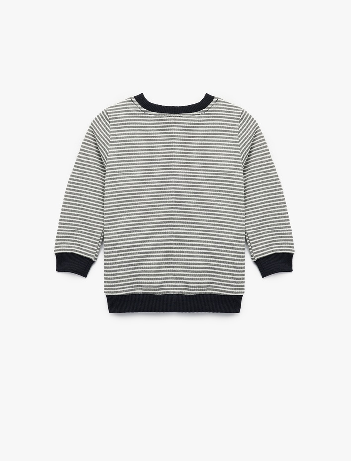 Erkek Bebek Uzun Kollu Bisiklet Yaka Hayvan Nakışlı Sweatshirt