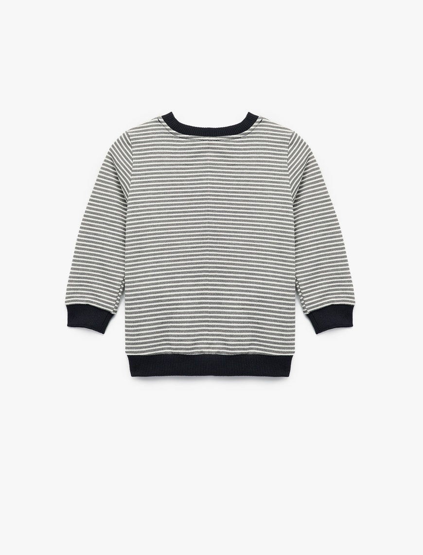  Erkek Bebek Uzun Kollu Bisiklet Yaka Hayvan Nakışlı Sweatshirt