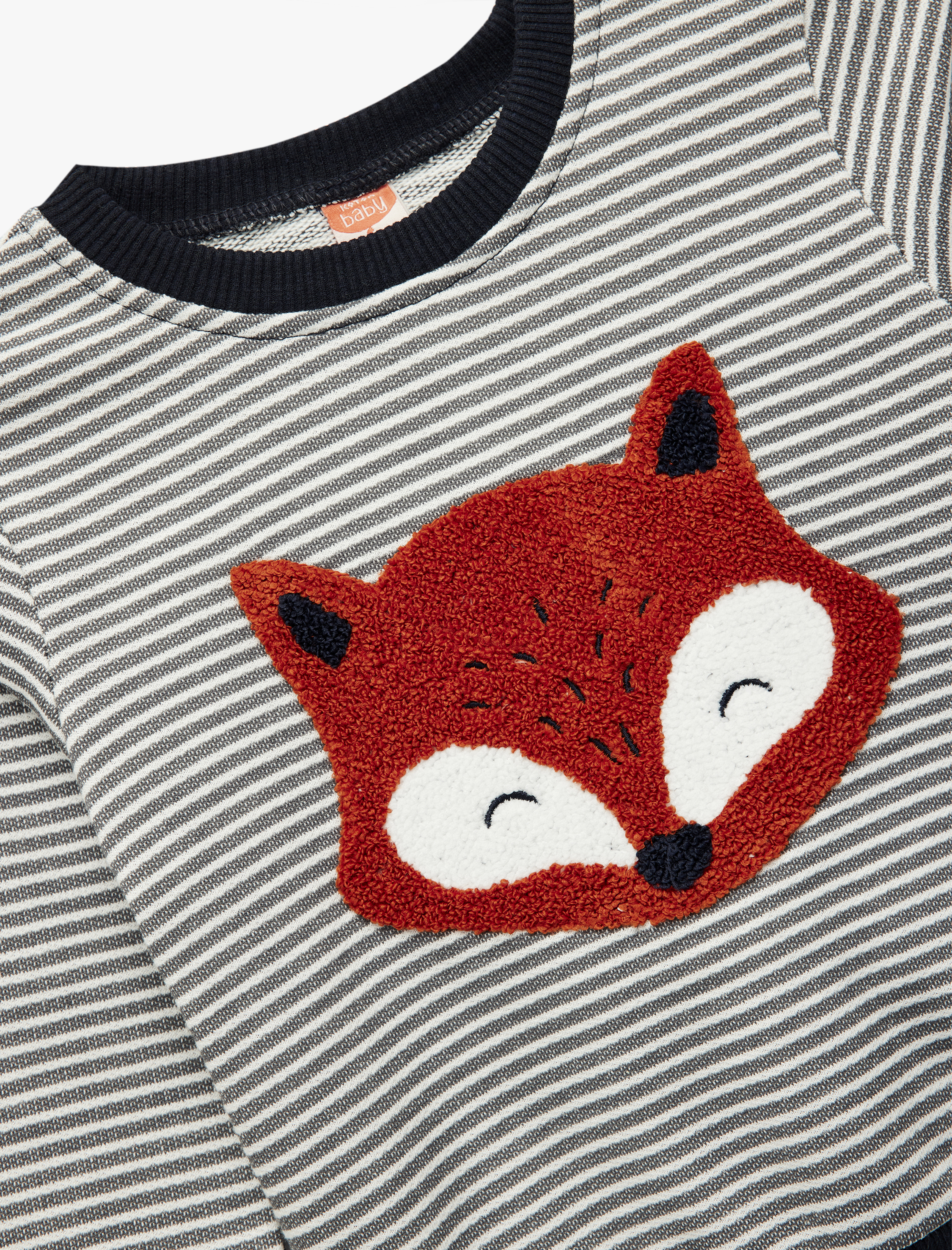  Erkek Bebek Uzun Kollu Bisiklet Yaka Hayvan Nakışlı Sweatshirt