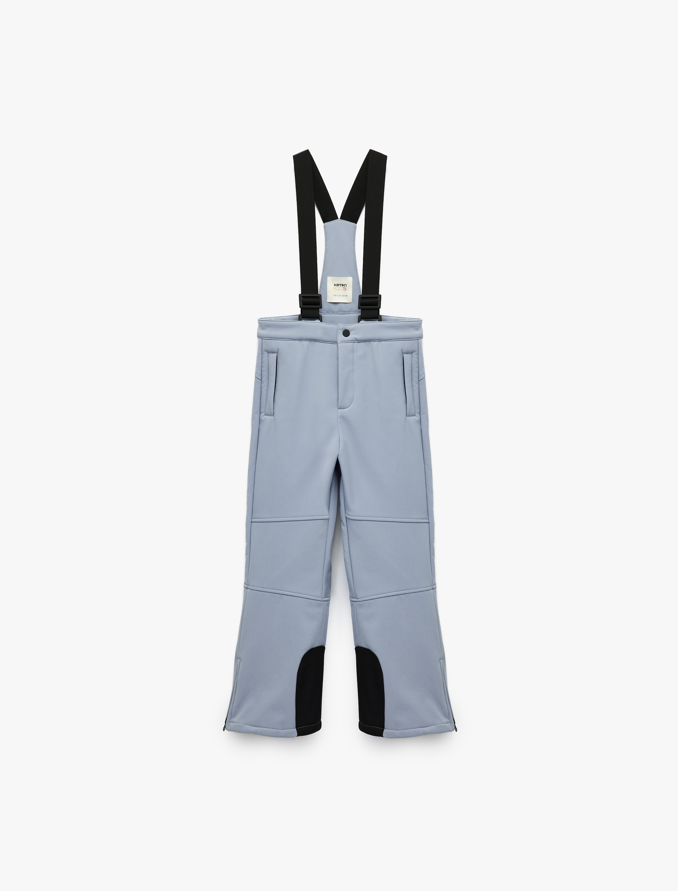  Kız Çocuk Yüksek Bel Bol Paça Fermuarlı Cepli Su İtici Askılı Kayak Pantolonu