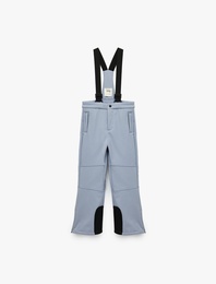 Yüksek Bel Bol Paça Fermuarlı Cepli Su İtici Askılı Kayak Pantolonu