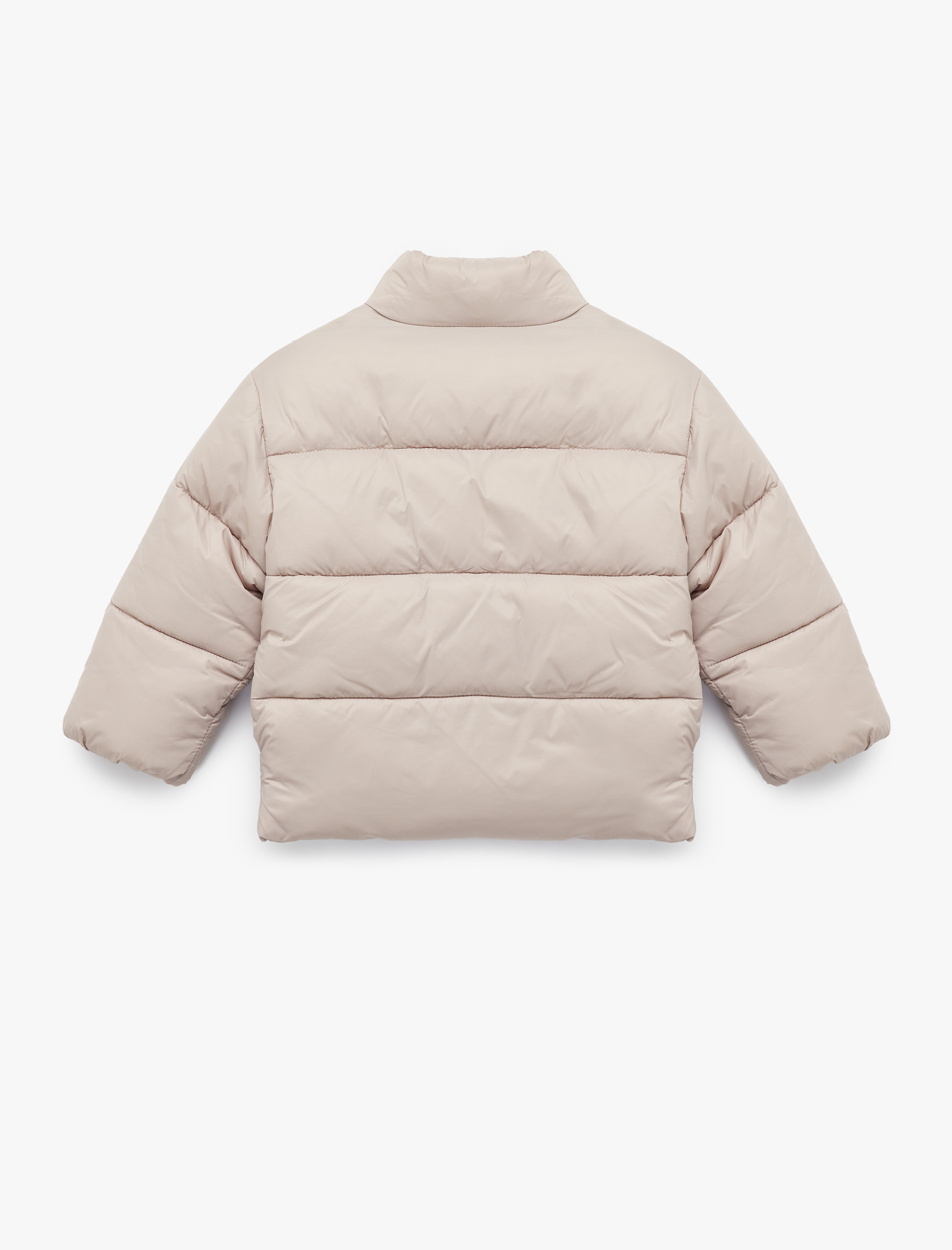  Kız Bebek Dik Yaka Uzun Kollu Fermuarlı Cepli Şişme Mont