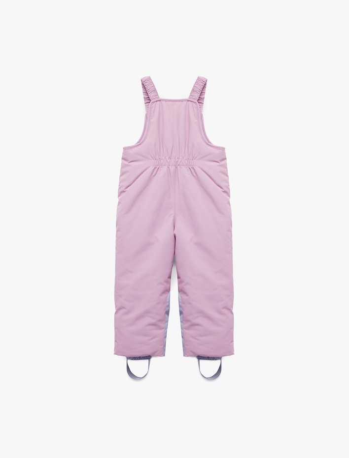 Kız Bebek Kare Yaka Cep Detaylı Fermuarlı Oversize Kar Tulumu