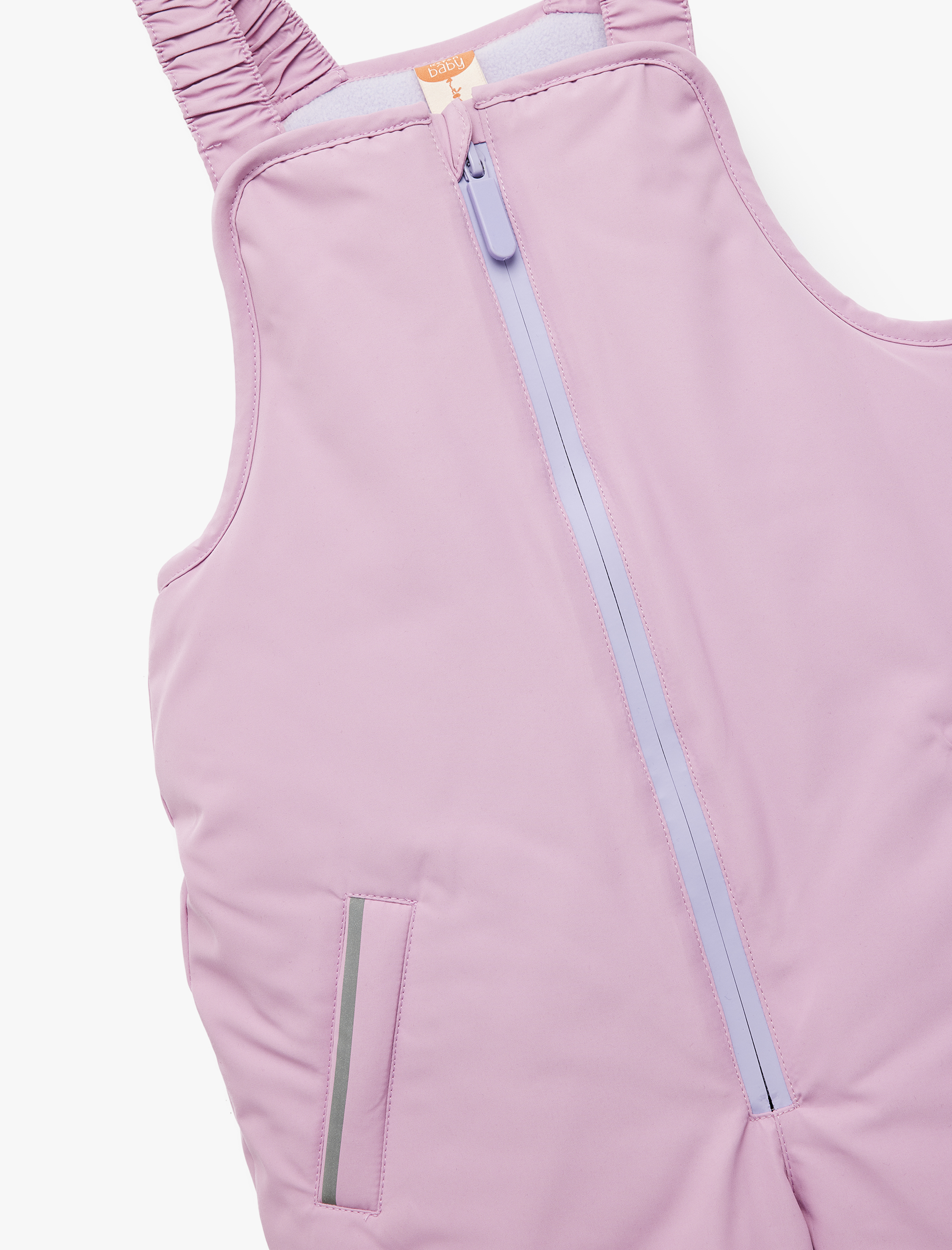  Kız Bebek Kare Yaka Cep Detaylı Fermuarlı Oversize Kar Tulumu