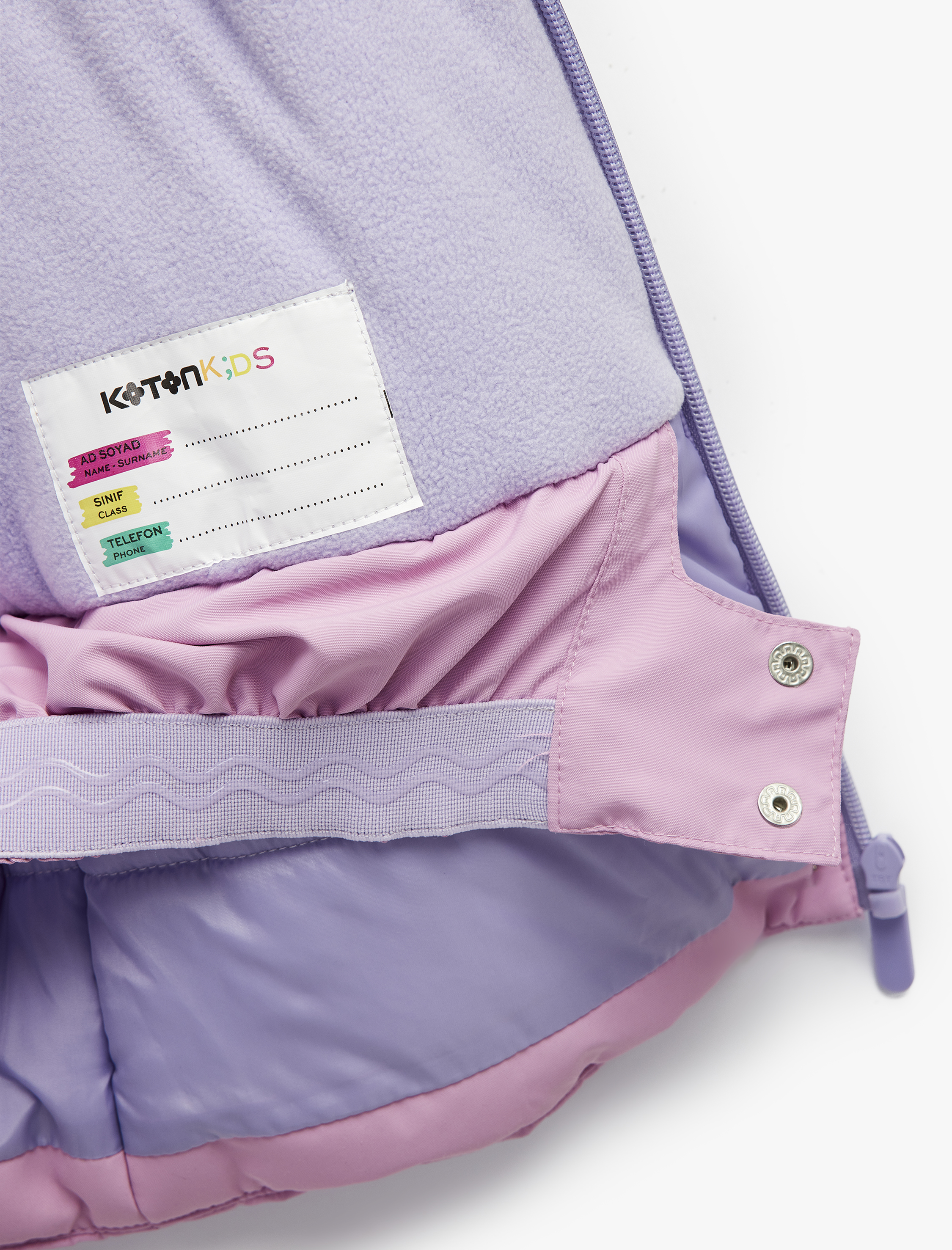  Kız Bebek Uzun Kollu Kapaklı Cep Detaylı Renk Bloklu Fermuarlı Kapşonlu Oversize Mont