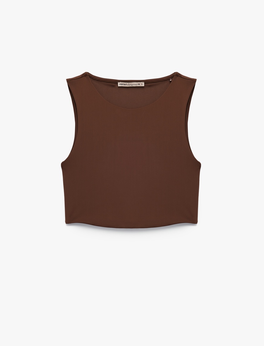   Skinny Bisiklet Yaka Kolsuz Crop Top