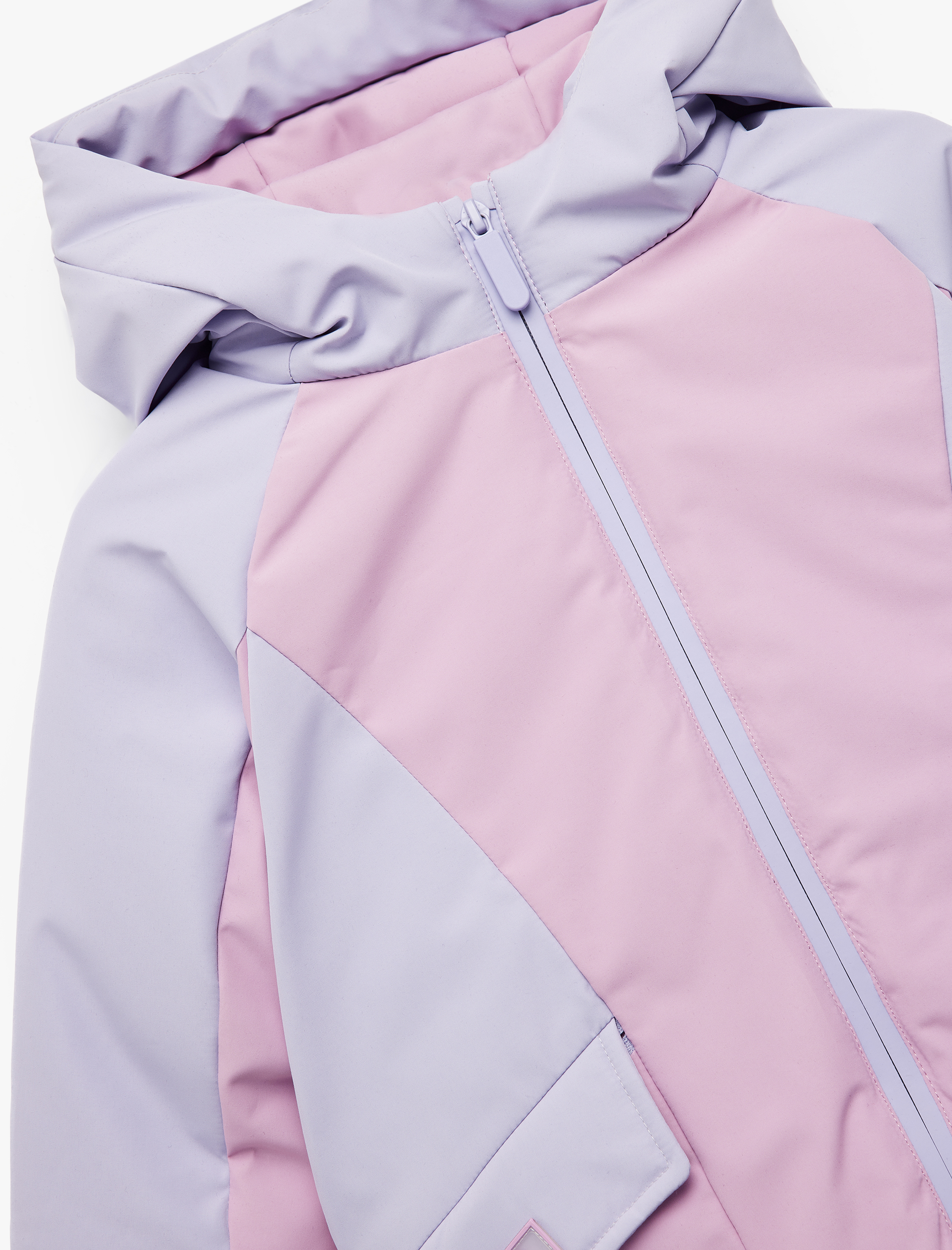  Kız Bebek Uzun Kollu Kapaklı Cep Detaylı Renk Bloklu Fermuarlı Kapşonlu Oversize Mont