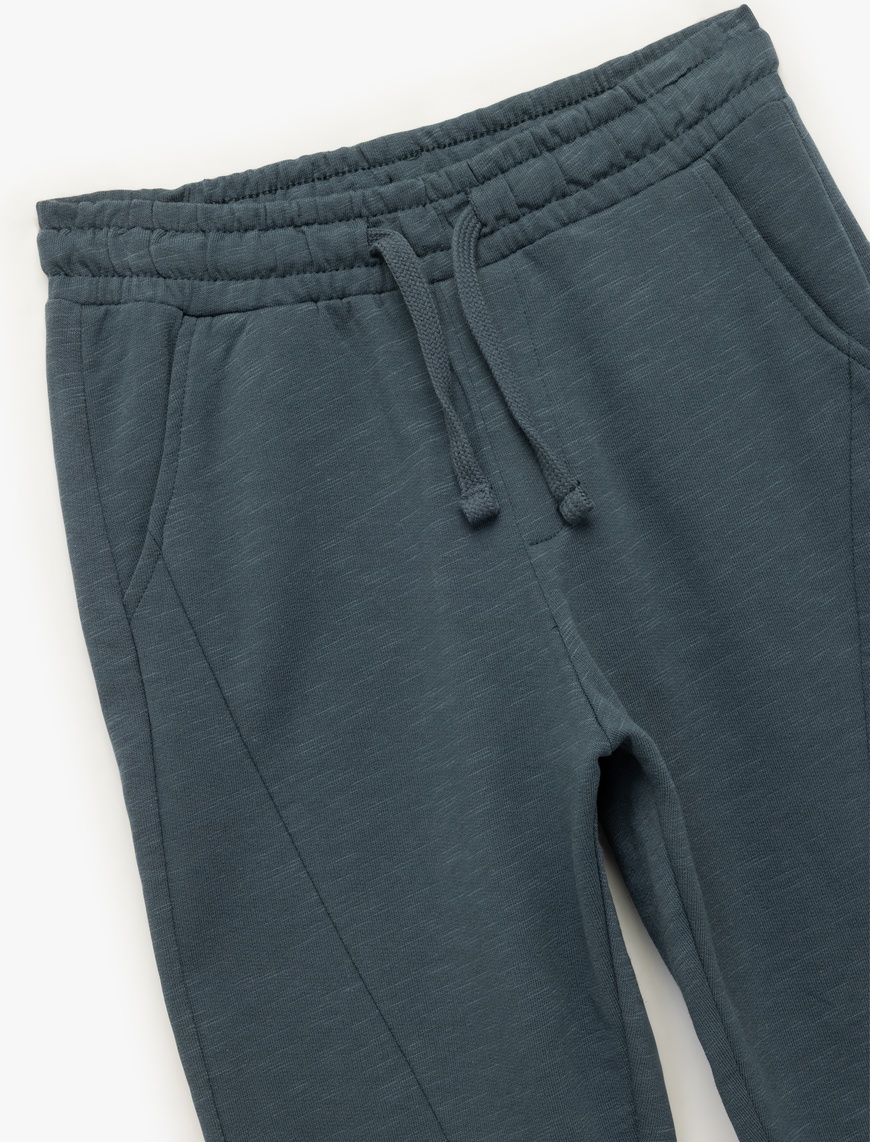  Erkek Çocuk Pamuklu İkili İplik Şardonlu Cepli Jogger Eşofman Altı