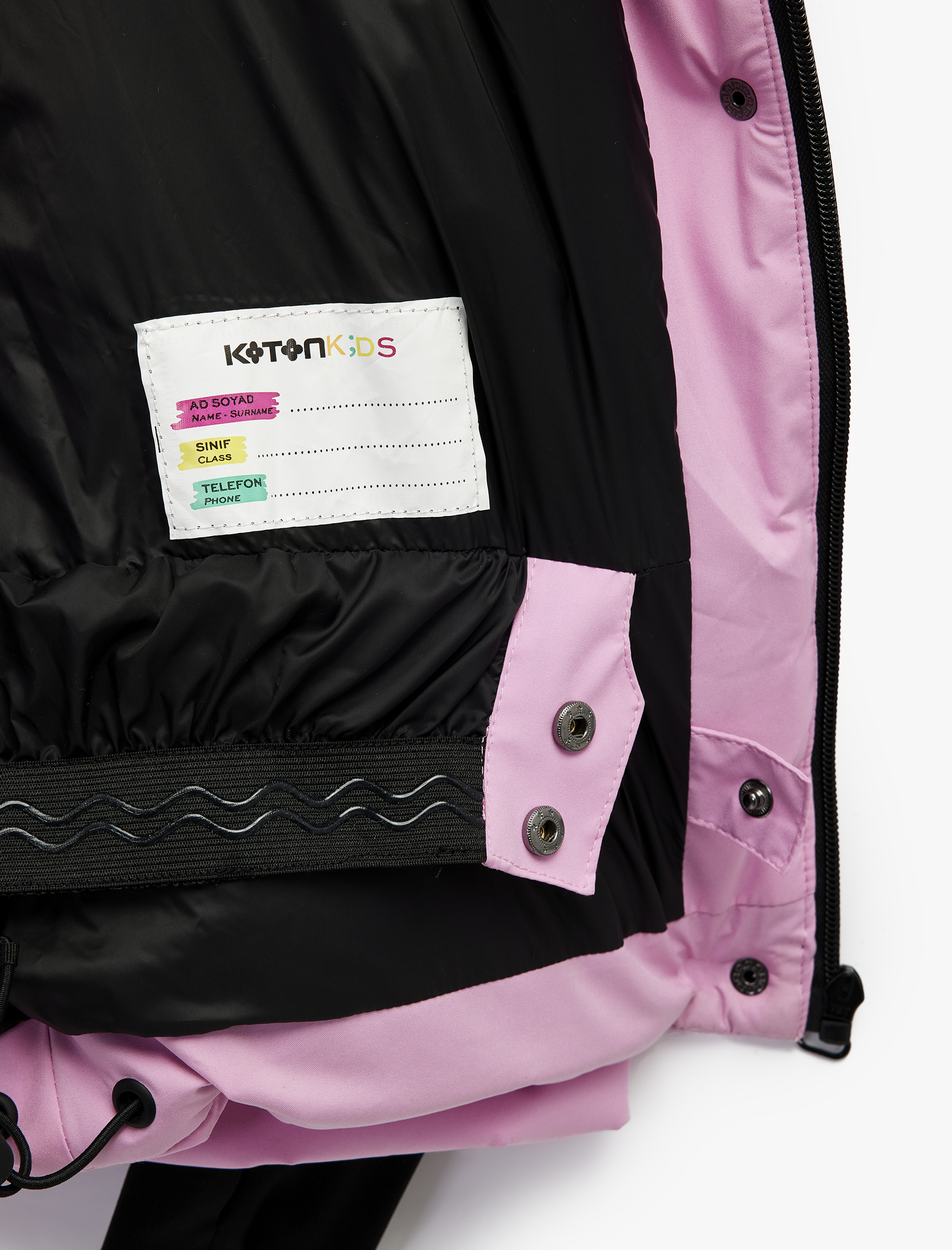  Kız Çocuk Uzun Kollu Cep Detaylı Fermuarlı Oversize Kapşonlu Şişme Mont