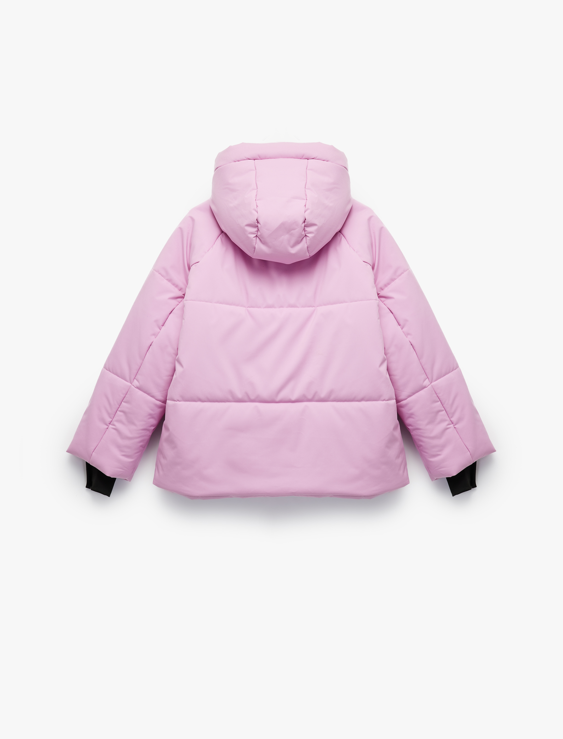  Kız Çocuk Uzun Kollu Cep Detaylı Fermuarlı Oversize Kapşonlu Şişme Mont