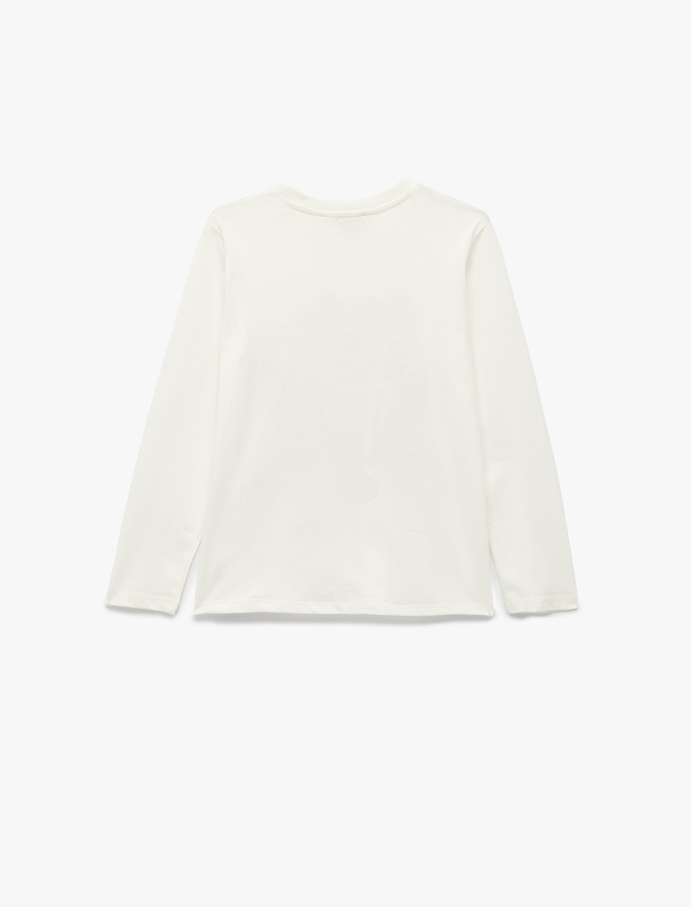  Kız Çocuk Pamuklu Uzun Kollu Bisiklet Yaka Baskılı Tişört