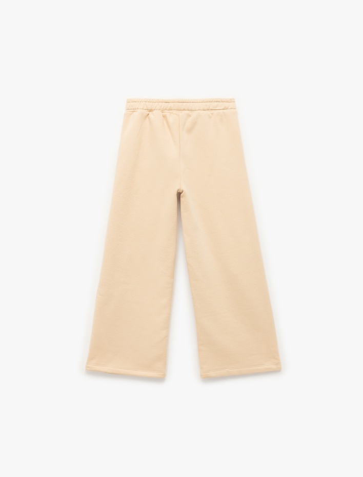 Kız Çocuk Şardonlu Pullu Payetli Pamuklu Beli Lastikli Geniş Paça Eşofman Altı