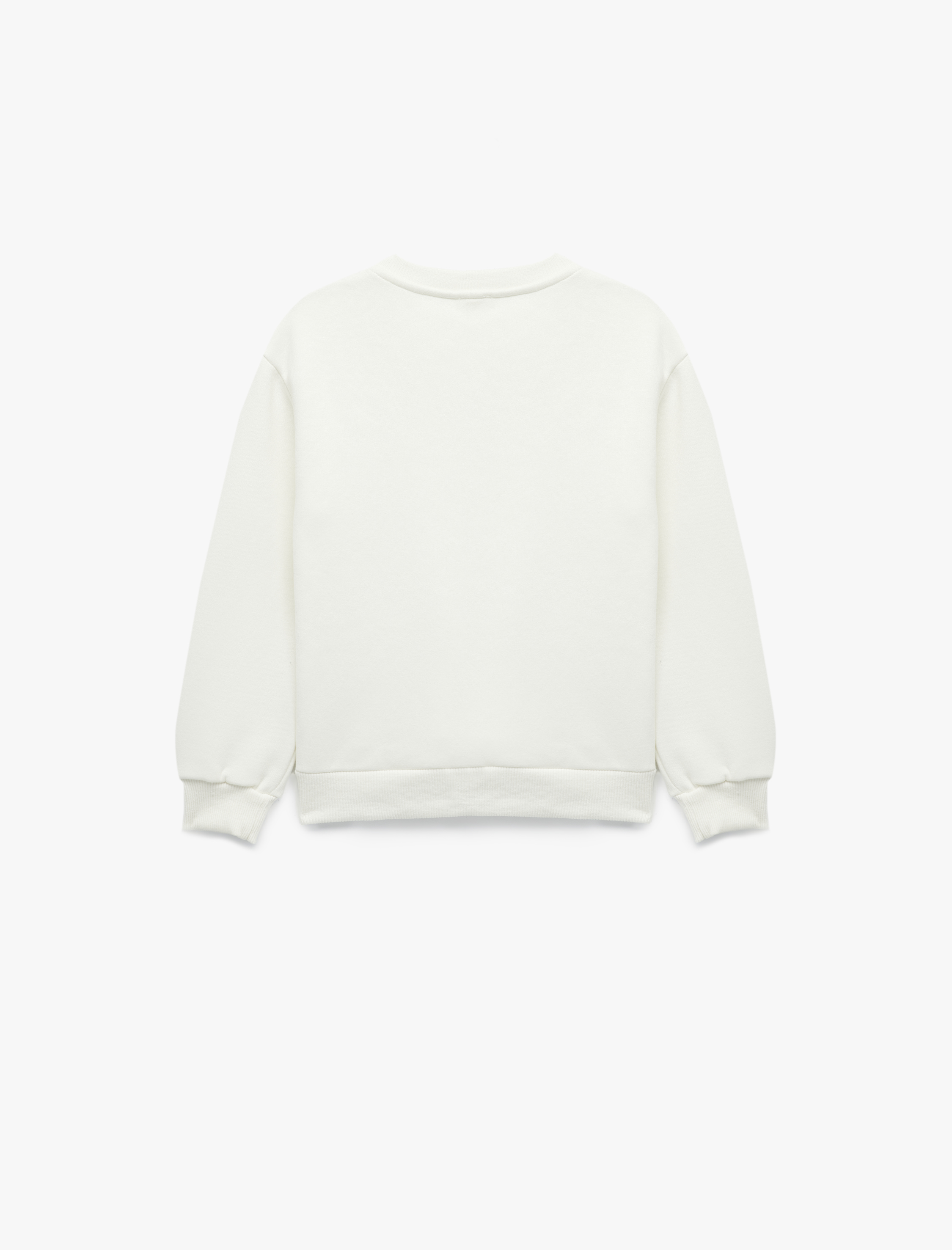  Kız Çocuk Şardonlu Uzun Kollu Bisiklet Yaka Kalpli Sweatshirt