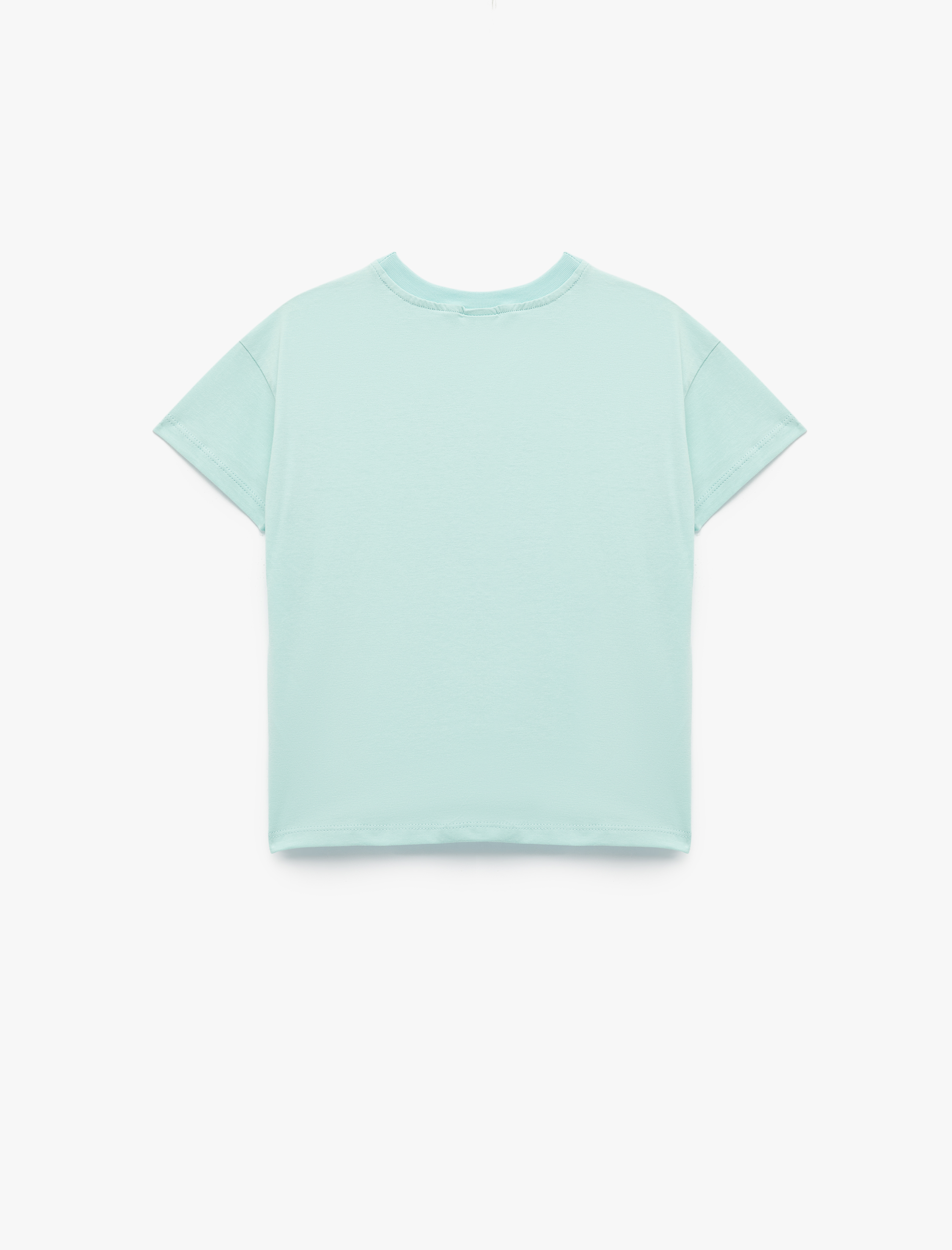 Kız Bebek Kısa Kollu Bisiklet Yaka Pamuklu Fiyonk Baskılı Tişört