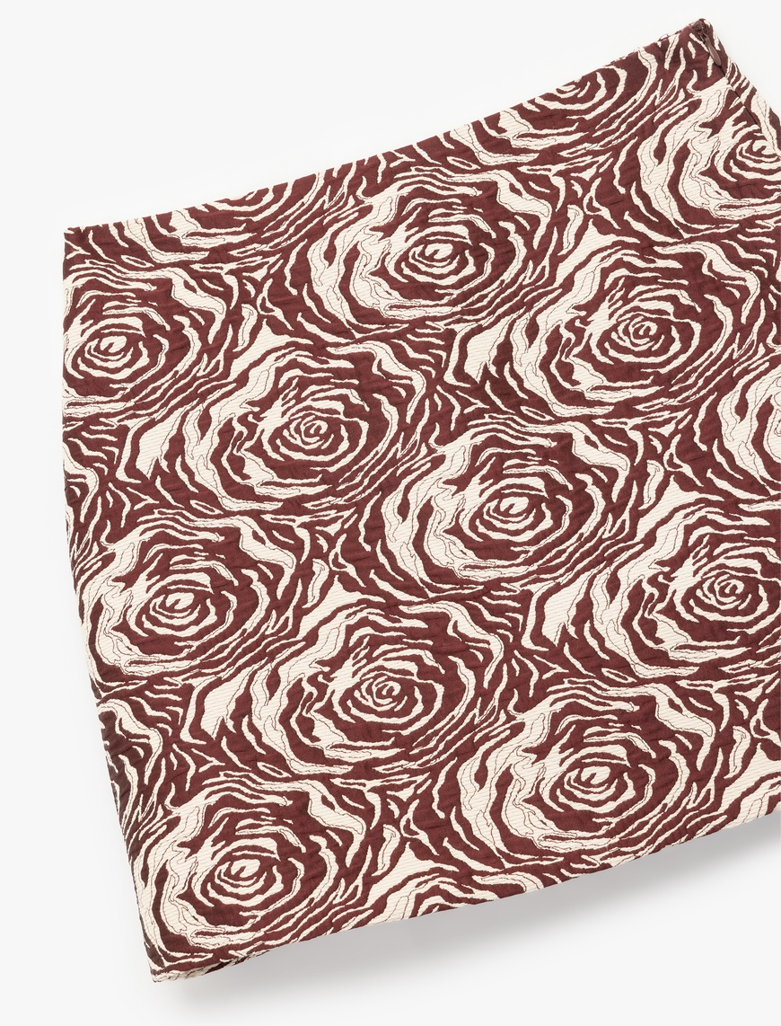   Slim Fit Floral Desenli Mini Etek