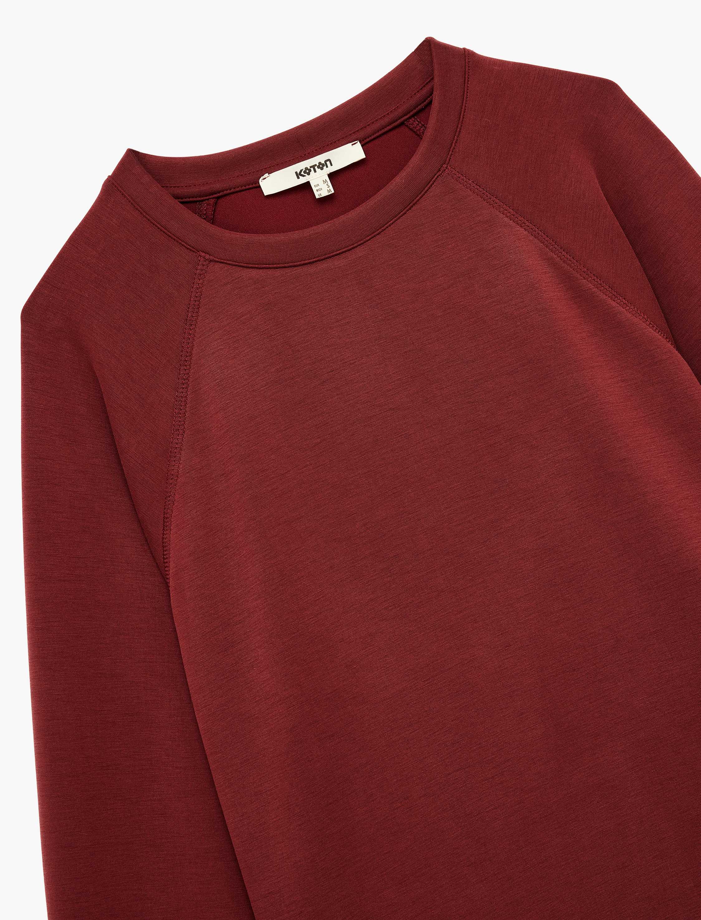   Modal Kumaş Rahat Kalıp Uzun Kollu Bisiklet Yaka Sweatshirt