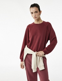 Modal Kumaş Rahat Kalıp Uzun Kollu Bisiklet Yaka Sweatshirt