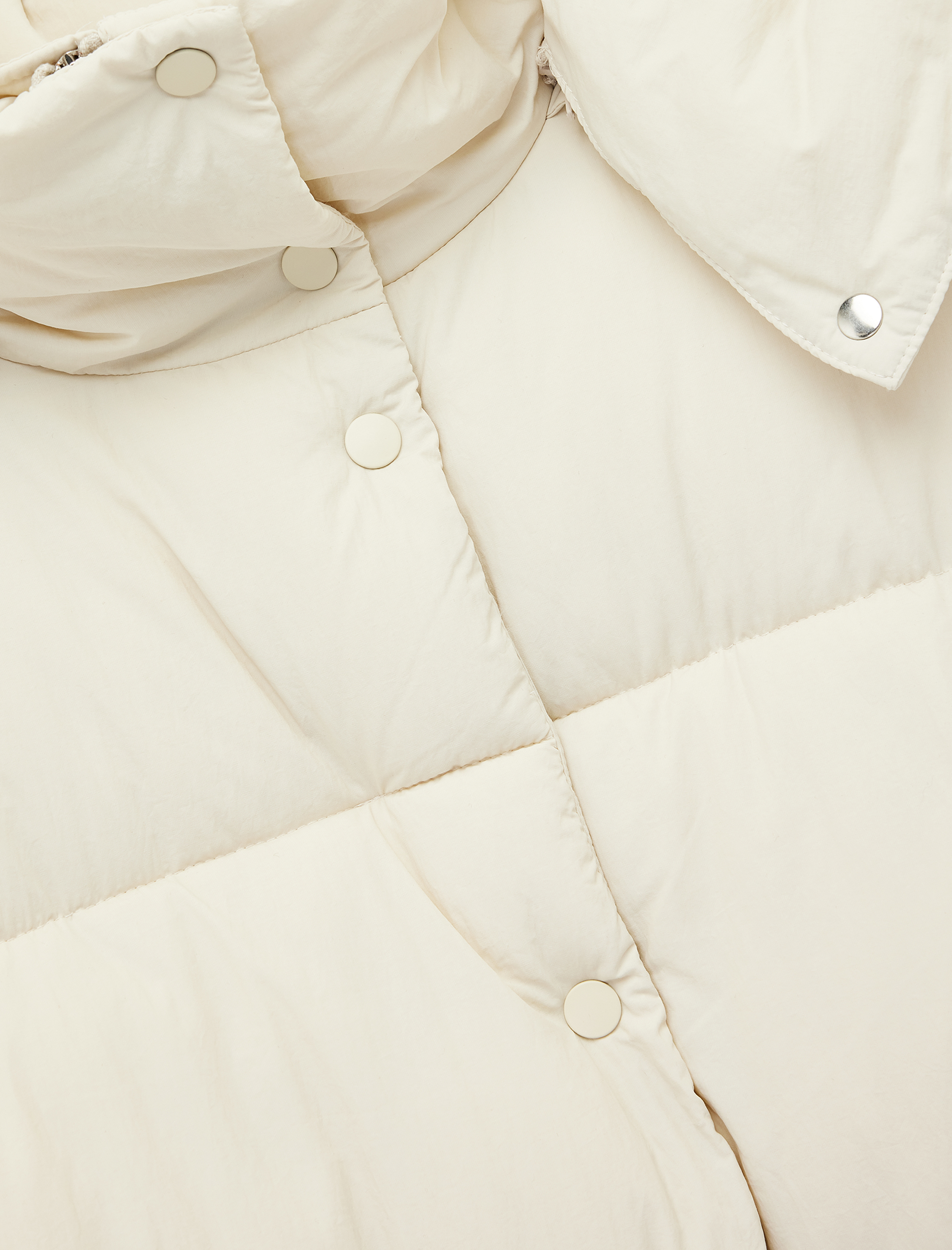   Fermuarlı Cepli Çıkarılabilir Kapüşonlu Uzun Kollu Su İtici Oversize Şişme Mont