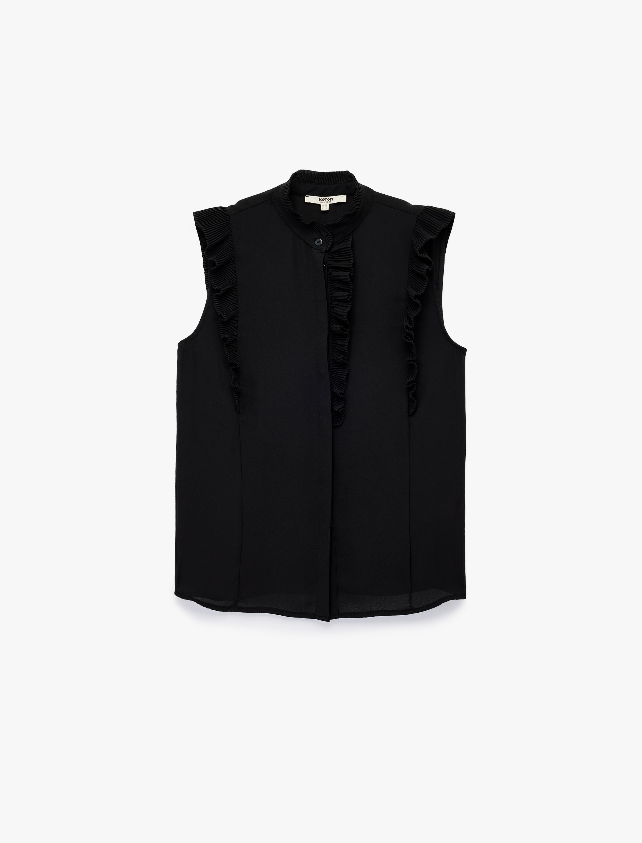   Regular Fit Hakim Yaka Kolsuz Fırfırlı Krep Gömlek