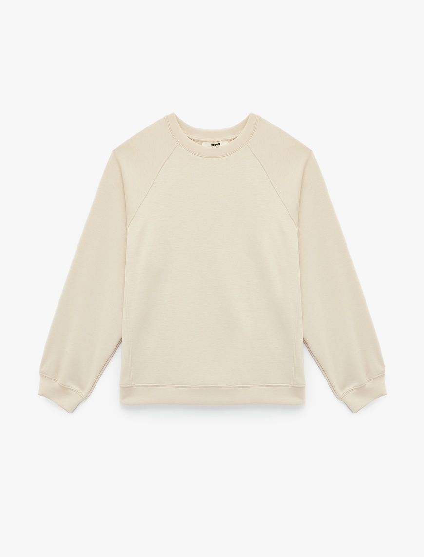   Scuba Kumaş Uzun Kollu Bisiklet Yaka Basic Sweatshirt