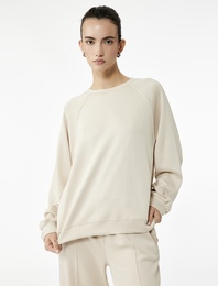 Scuba Kumaş Uzun Kollu Bisiklet Yaka Basic Sweatshirt