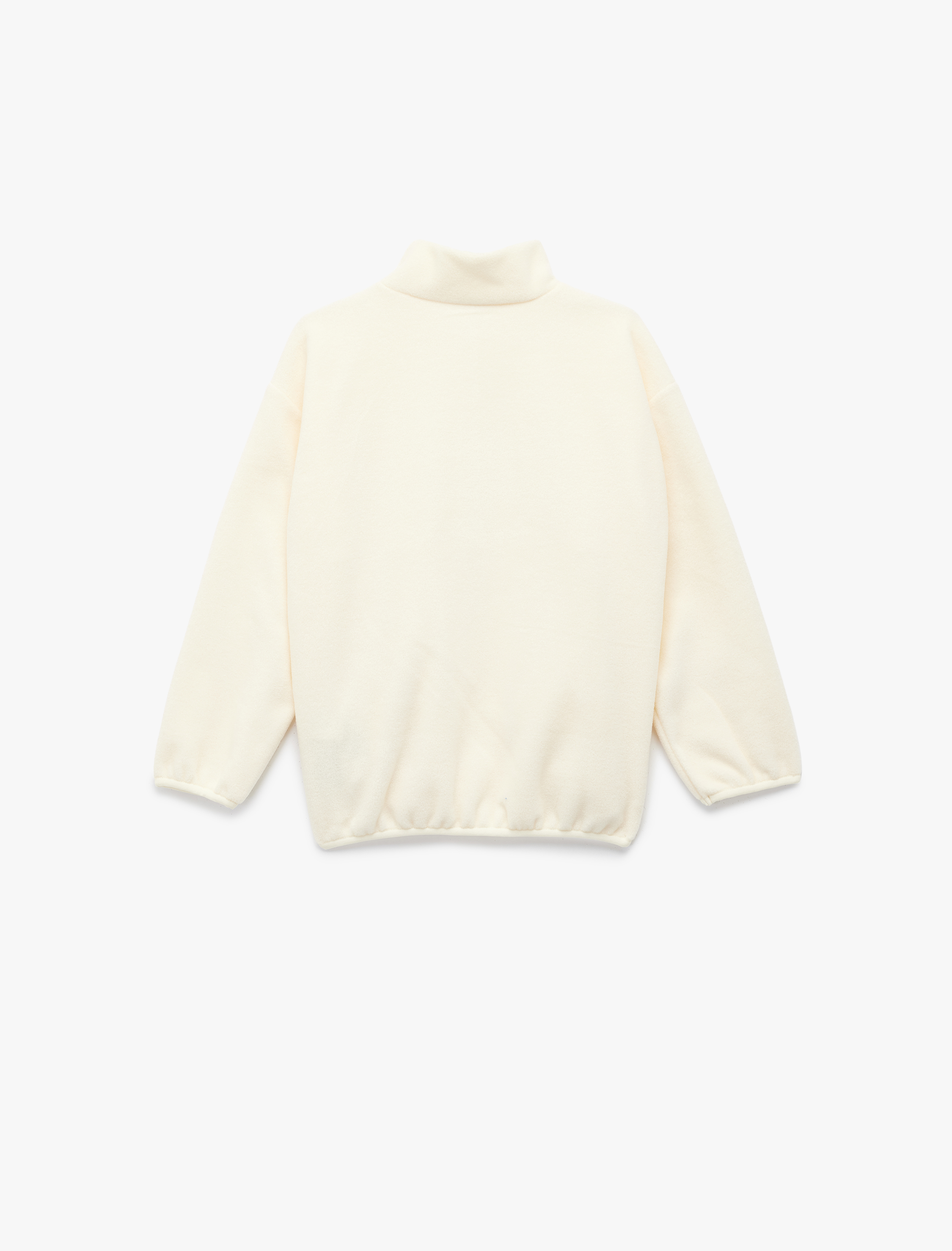  Kız Çocuk Uzun Kollu Cep Detaylı Baskılı Yarım Fermuarlı Polar Sweatshirt