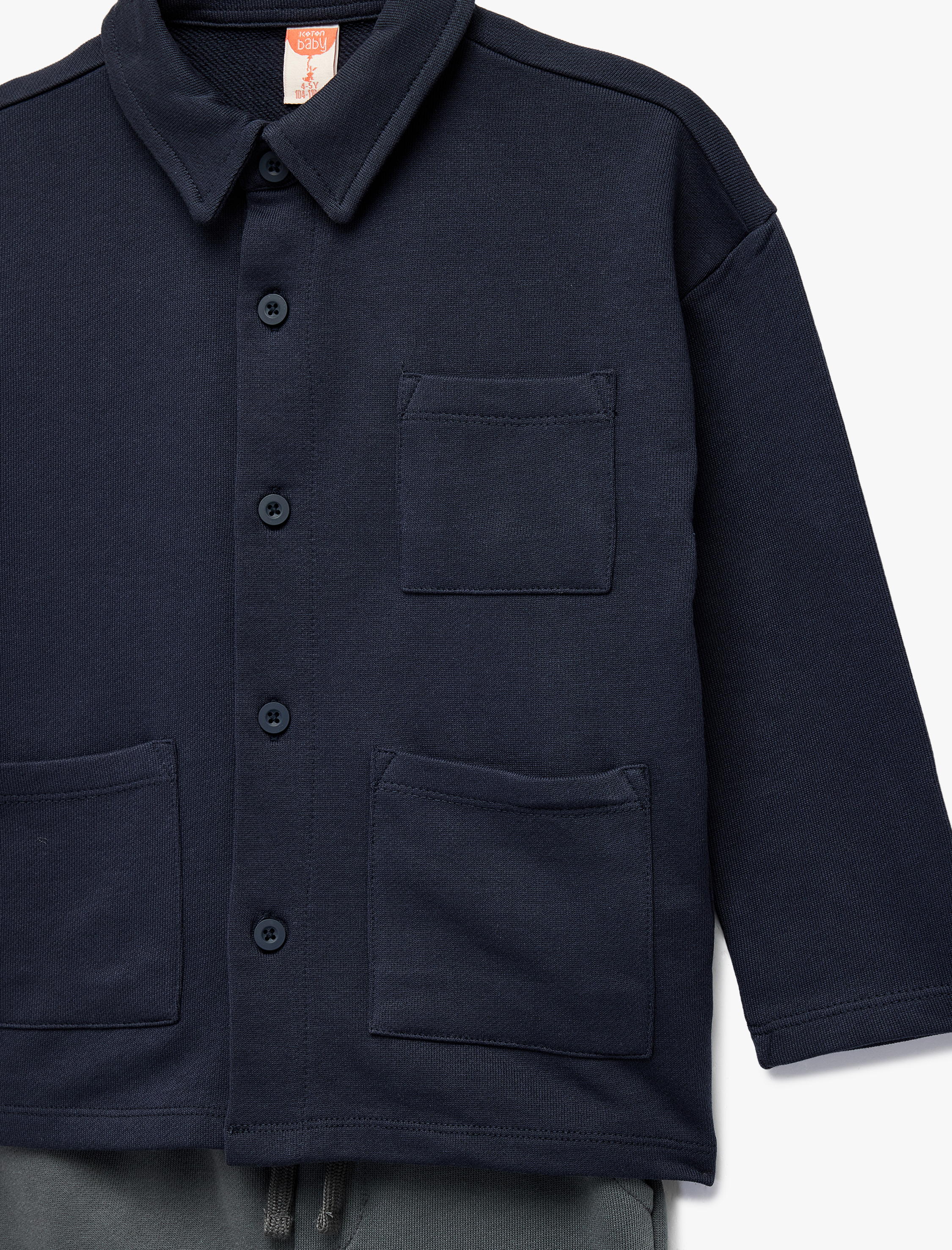  Erkek Bebek Uzun Kollu Düğmeli Yaka Pamuklu Gömlek ve Beli Bağcıklı Pantolon Seti