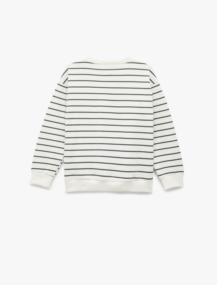 Erkek Çocuk Uzun Kollu Bisiklet Yaka Pamuklu Şardonlu Oversize Sweatshirt