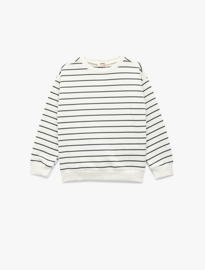 Erkek Çocuk Uzun Kollu Bisiklet Yaka Pamuklu Şardonlu Oversize Sweatshirt