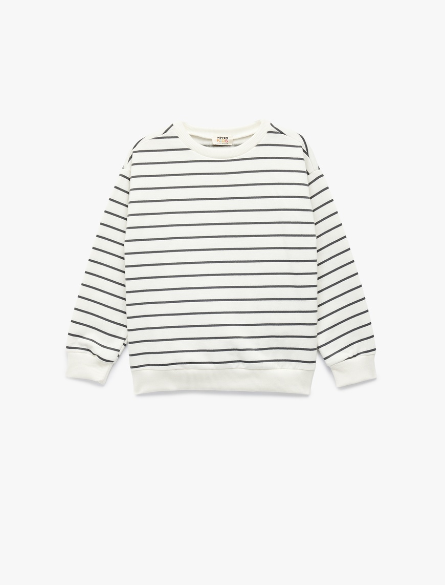  Erkek Çocuk Uzun Kollu Bisiklet Yaka Pamuklu Şardonlu Oversize Sweatshirt
