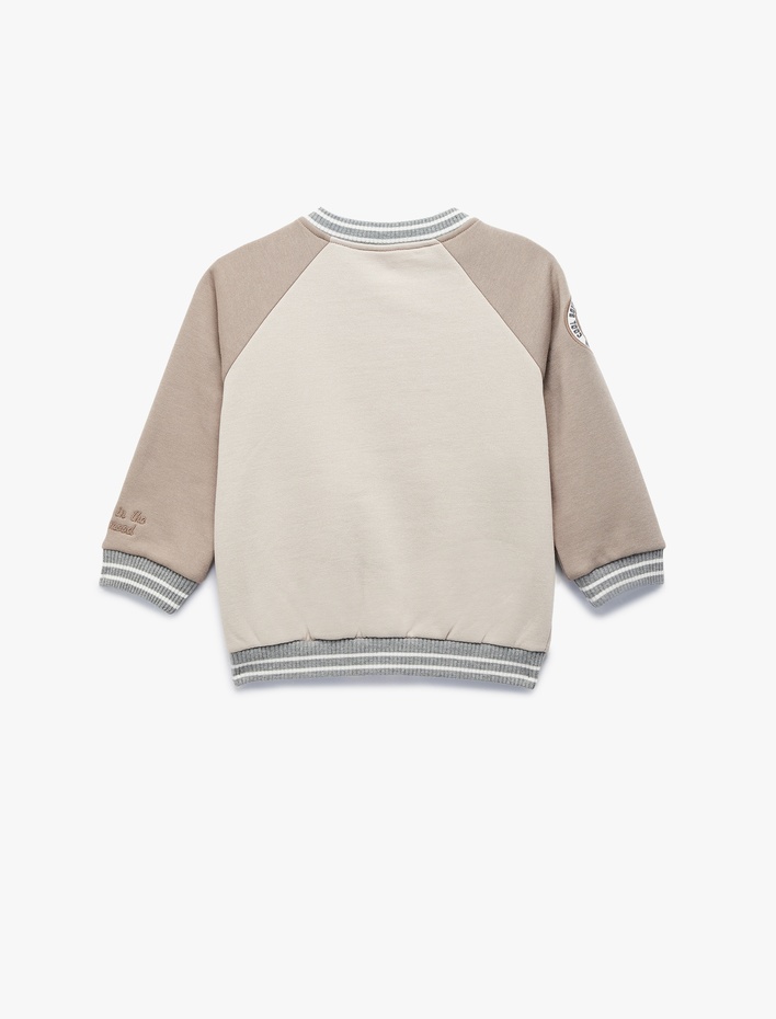 Erkek Bebek Uzun Reglan Kol Cep Detaylı Renk Bloklu Şardonlu Ceket