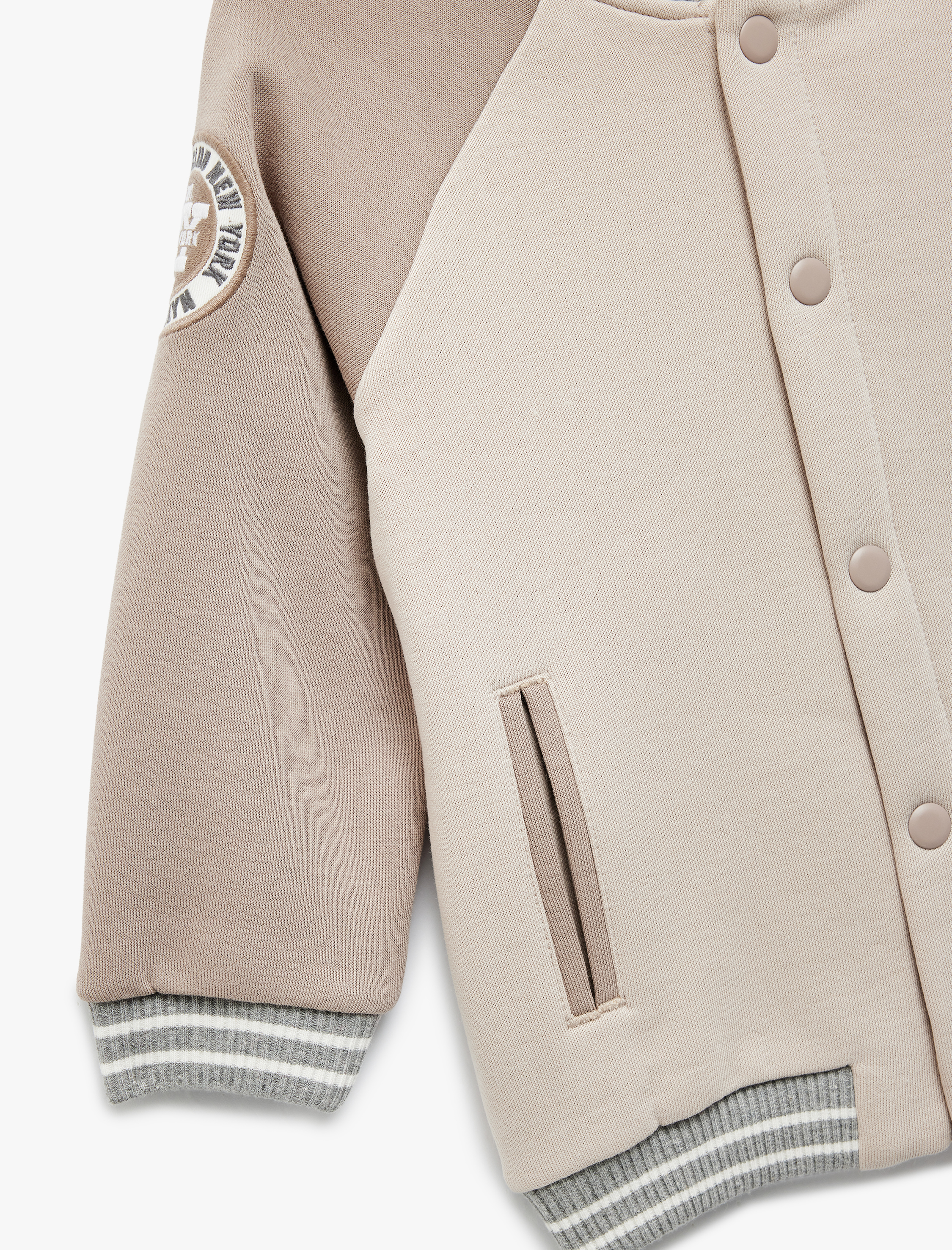  Erkek Bebek Uzun Reglan Kol Cep Detaylı Renk Bloklu Şardonlu Ceket