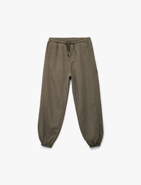 Cepli Beli Lastikli Bağlamalı Loose Fit Jogger Paraşüt Pantolon
