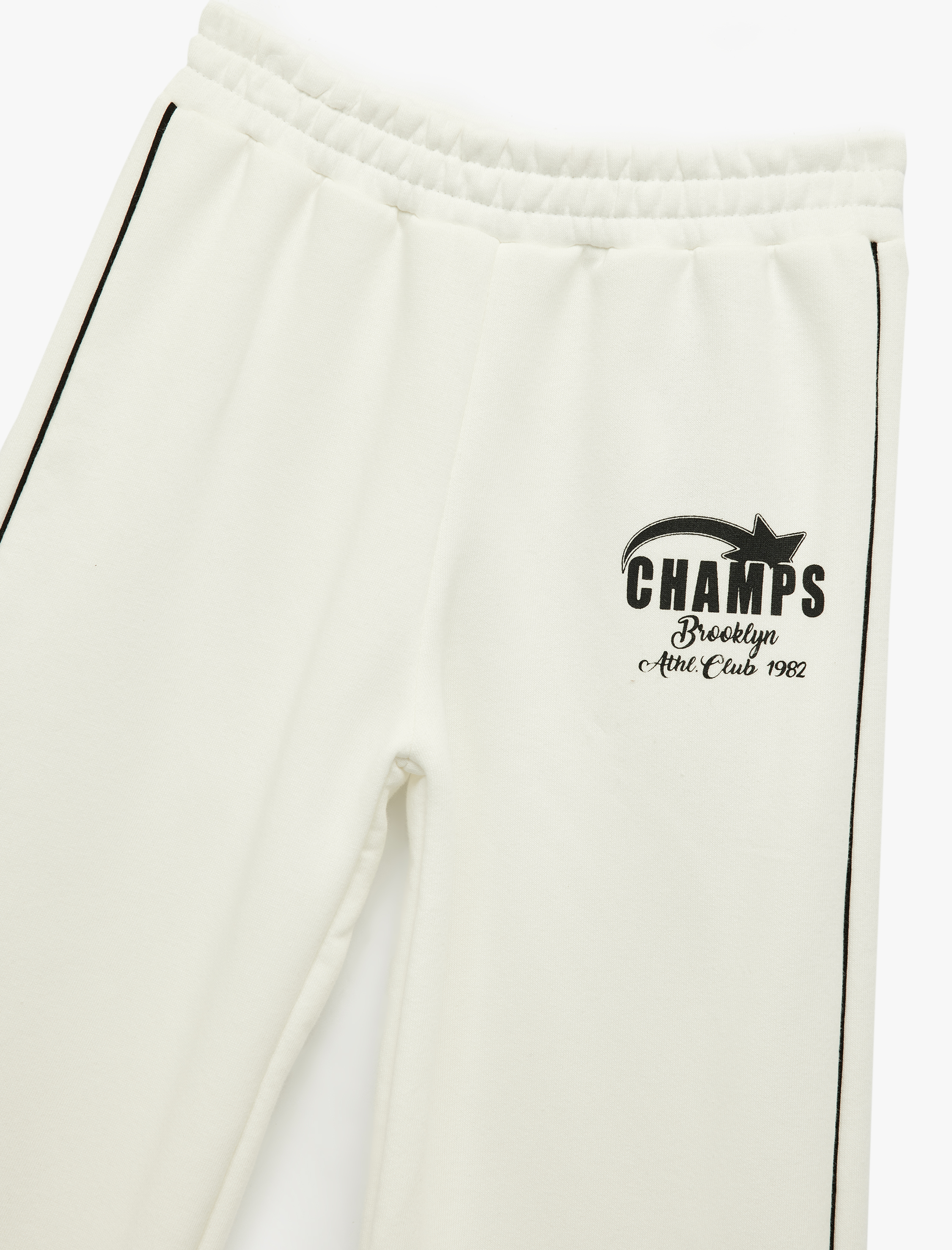  Kız Çocuk Şardonlu Baskılı Beli Lastikli Biyeli Geniş Paça Eşofman Altı